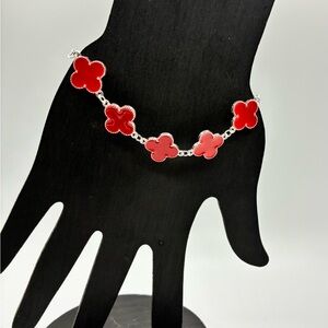 Elegant Red Clover Bracelet